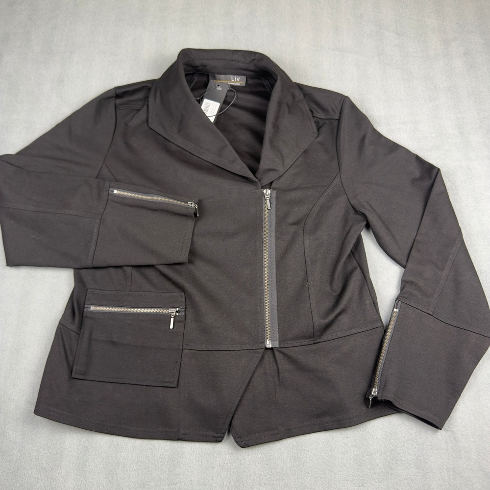 Liv by Habitat Clothes‎ Womens Black Moto Jacket Asymmetrical Zip 120481 NWT L